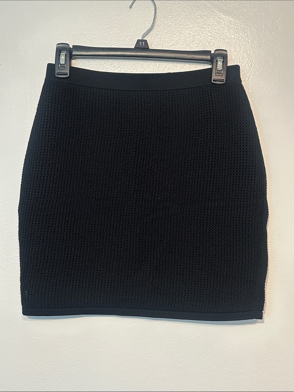 THEORY Black Textured Knit Mini Skirt